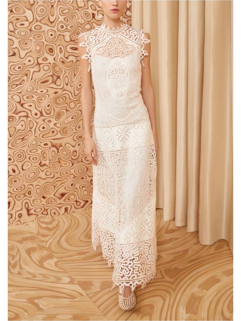 Ulla Johnson Maxi White Floral Lace Sleeveless Flora Eyelet Dress - Picture 4 of 7